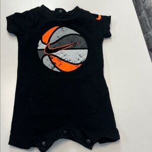 Baby boys Nike Black Baby Romper with Orange and White Accents‎